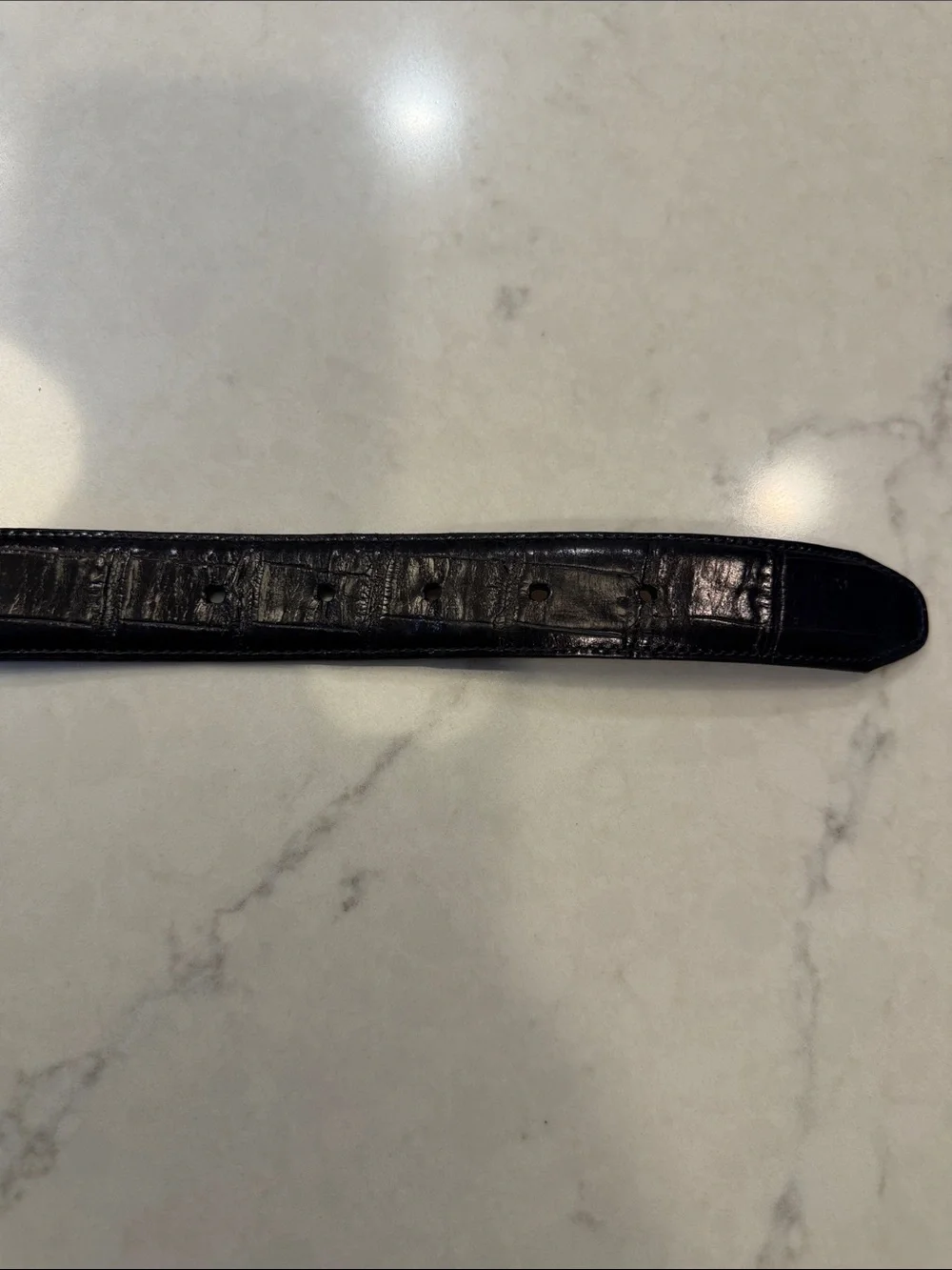 Brighton Womens Belt Black Croc Embossed Leather w Silver Barb Wire Buckle  L 34